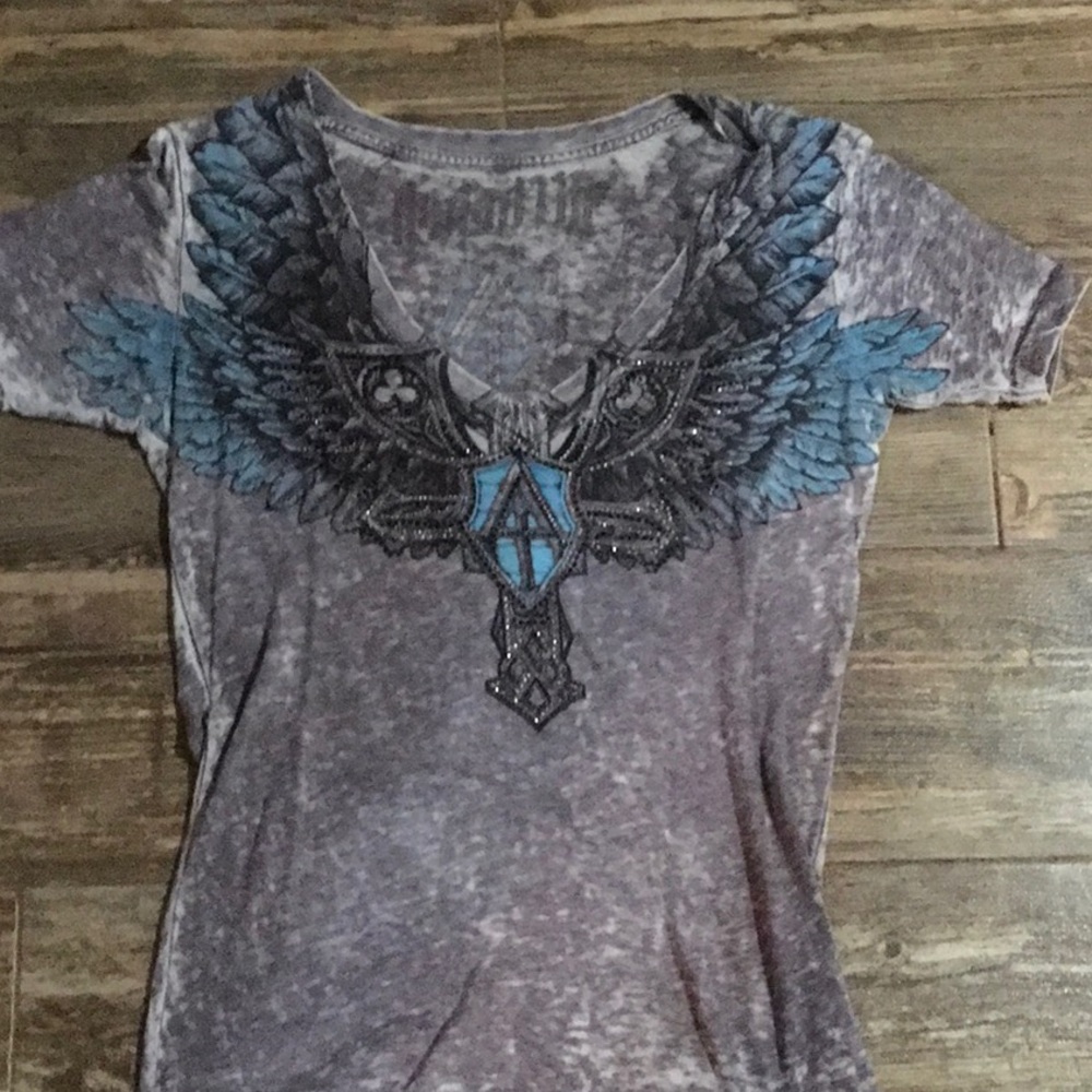 Affliction gray with bling